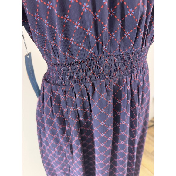 Draper James Hem Dress size L Elbow puffed Sleeve pockets smocked waist Bandana - Picture 6 of 16
